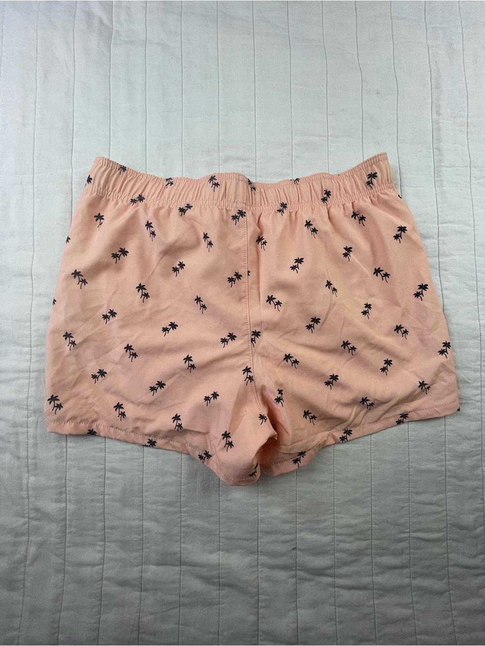 Hollister Peach Swim Trunks Shorts with Black Palm Print Medium - Picture 5 of 6